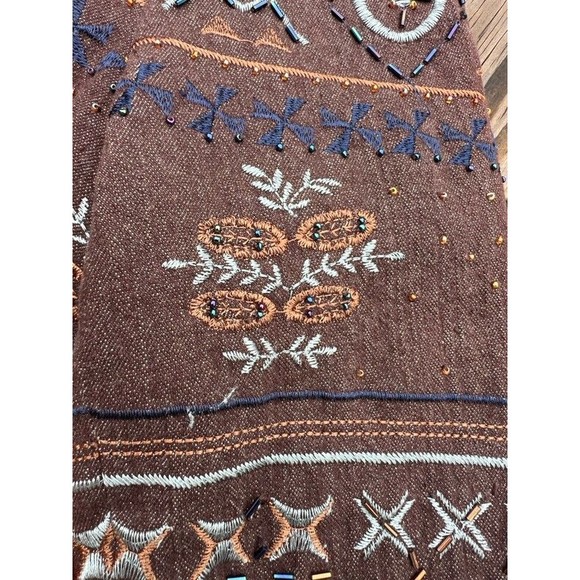Womens Size 16 Coldwater Creek Brown Embroidered Beaded Blazer Boho Retro Jacket - Picture 6 of 9